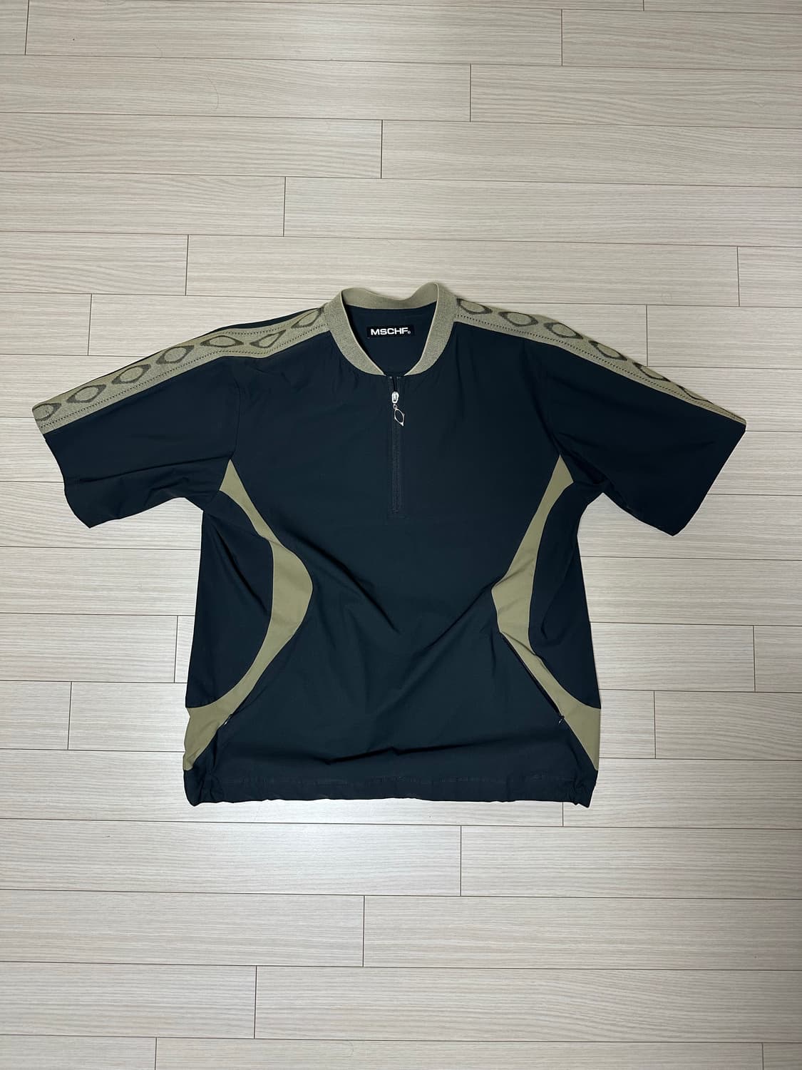 미스치프 RHOMBUS HALF ZIP-UP SHIRT NAVY KHAK 상품이미지2