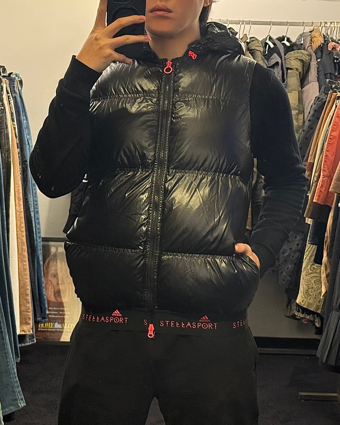 아디다스 스텔라 맥카트니 스포츠 유광 푸퍼 패딩 블랙 검정 90 S 핑크 상품이미지2