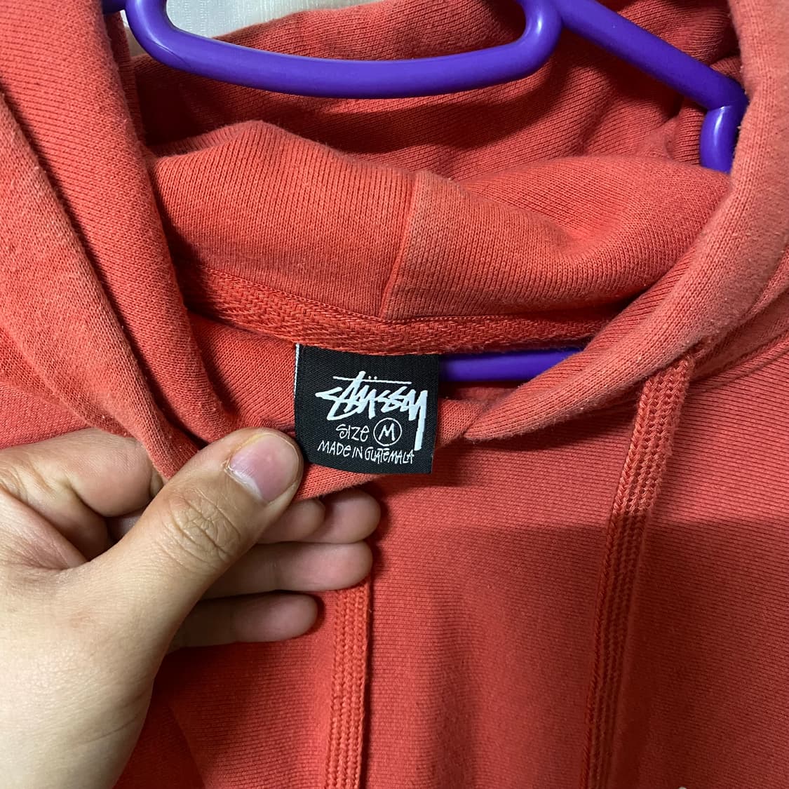 스투시 로고 후드티 오렌지 M 상품이미지3