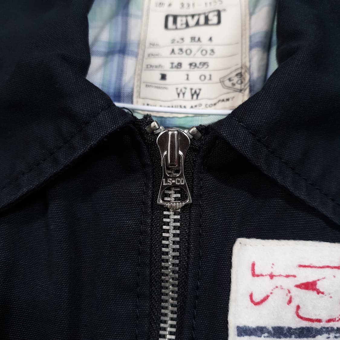L (100) 리바이스 앵커 와펜 코튼 워크 트러커 자켓 블랙 상품이미지5