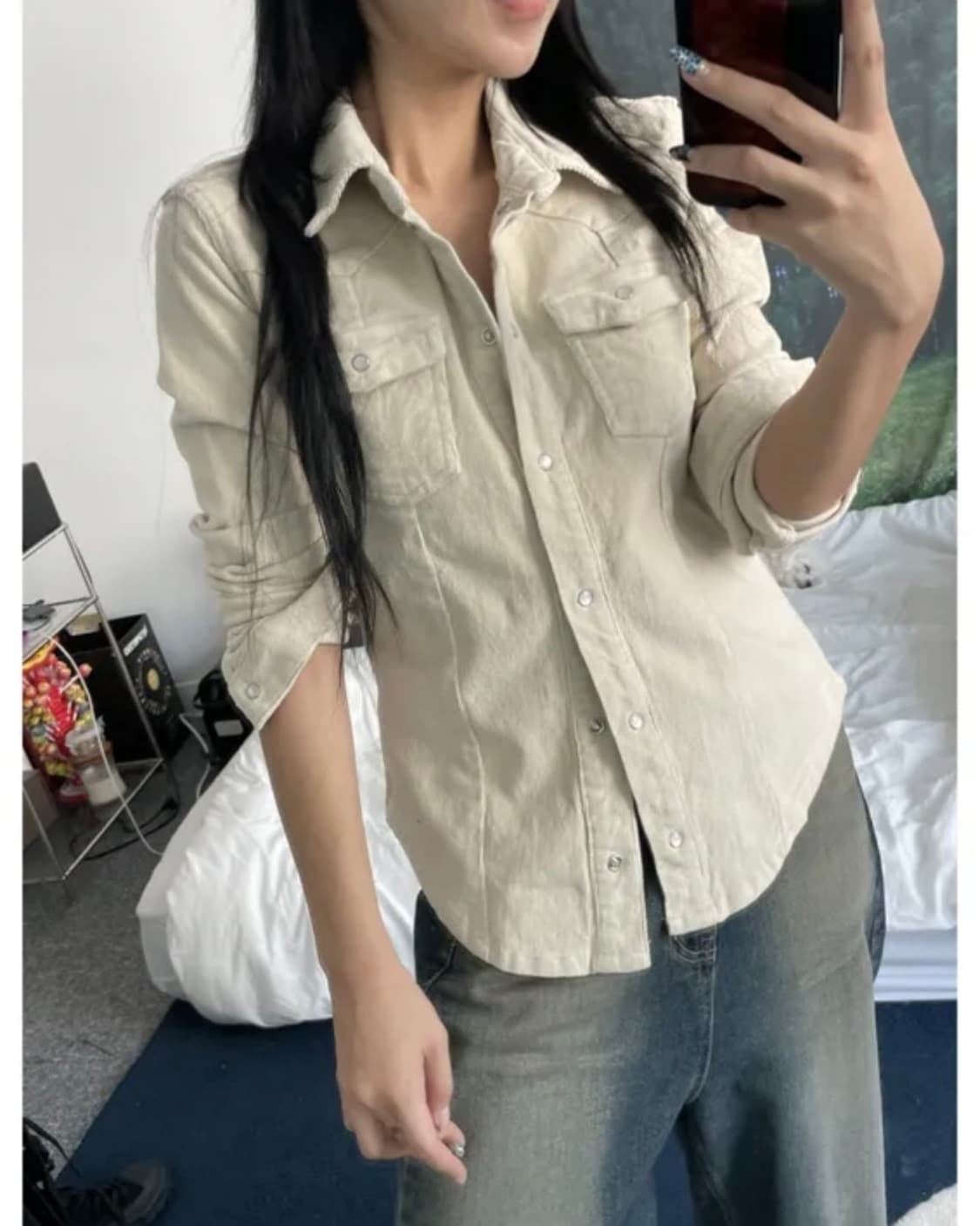 키미스 y2k 코듀로이 슬림 라인 셔츠 상품이미지1