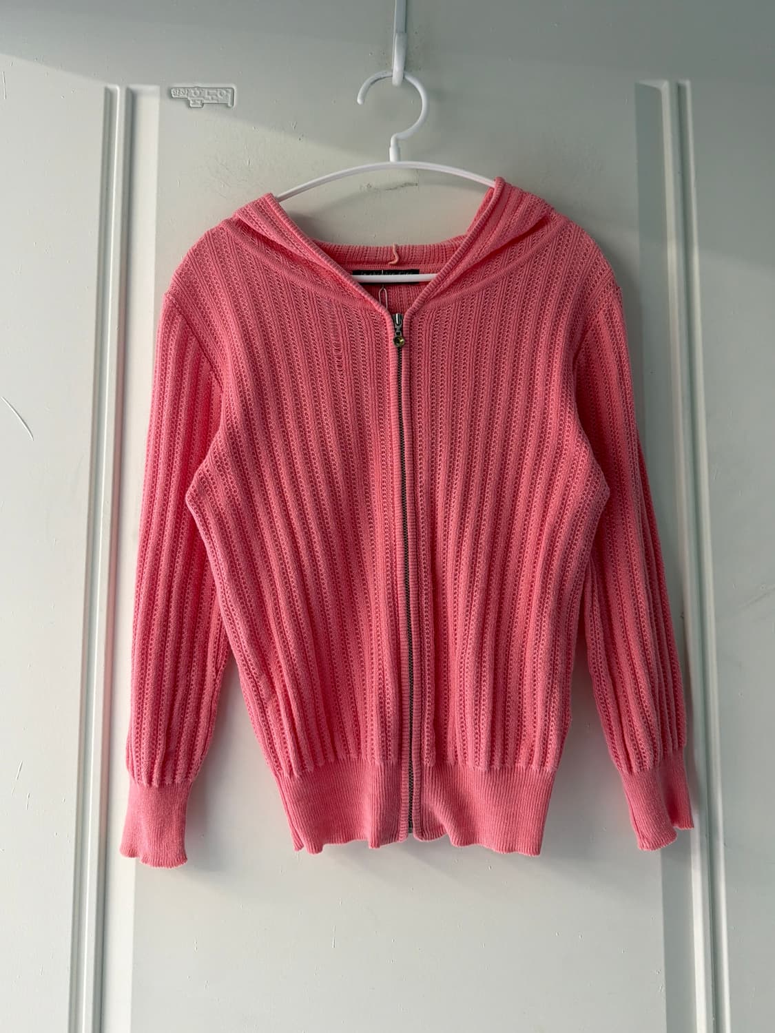 일본빈티지 핑크 크로셰 후드집업 상품이미지2