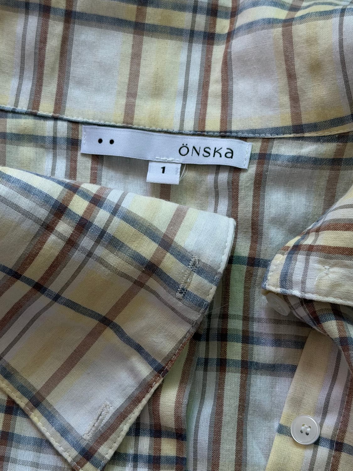 온스카 체크 블라우스 옐로우 상품이미지2