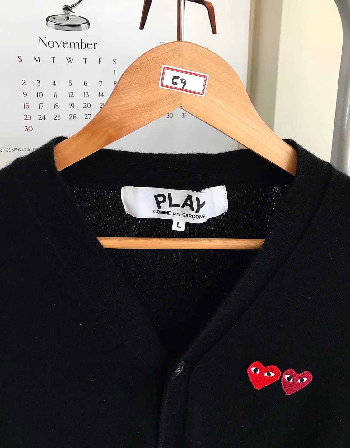 꼼데가르송 더블 하트 블랙 가디건 상품이미지2