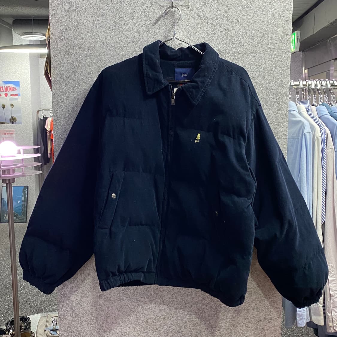 예일 자수로고 네이비 코듀로이 패딩 B3546 상품이미지2