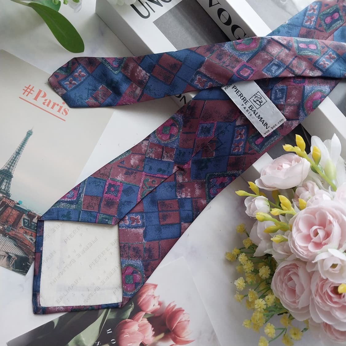 발망 실크 블루 퍼플 아트 패턴 넥타이 9.4cm A+등급 K2517
 상품이미지5