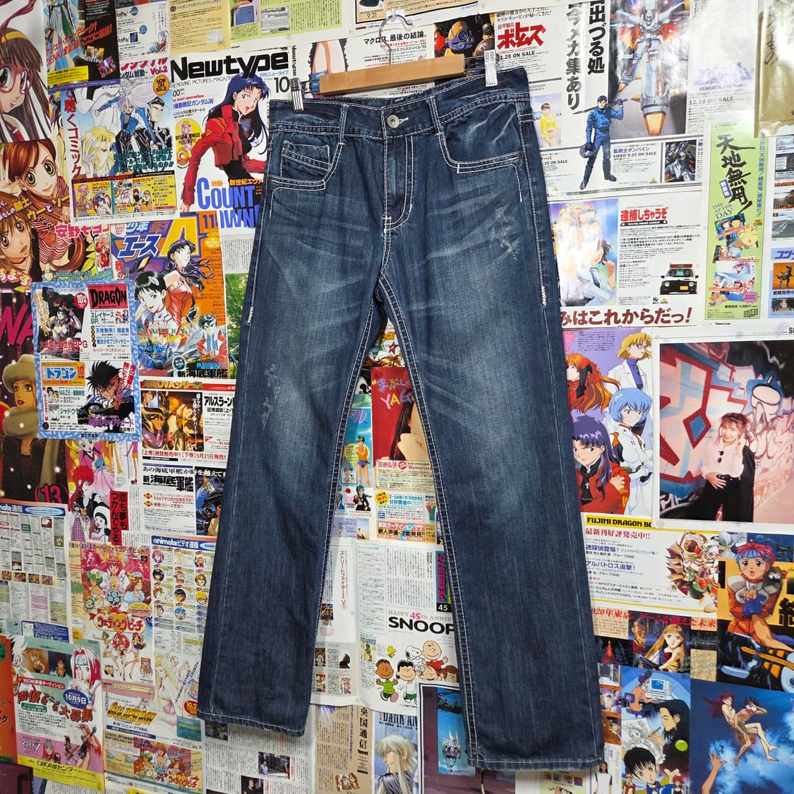 빈티지 포켓 자수 진청 데님 팬츠 상품이미지6