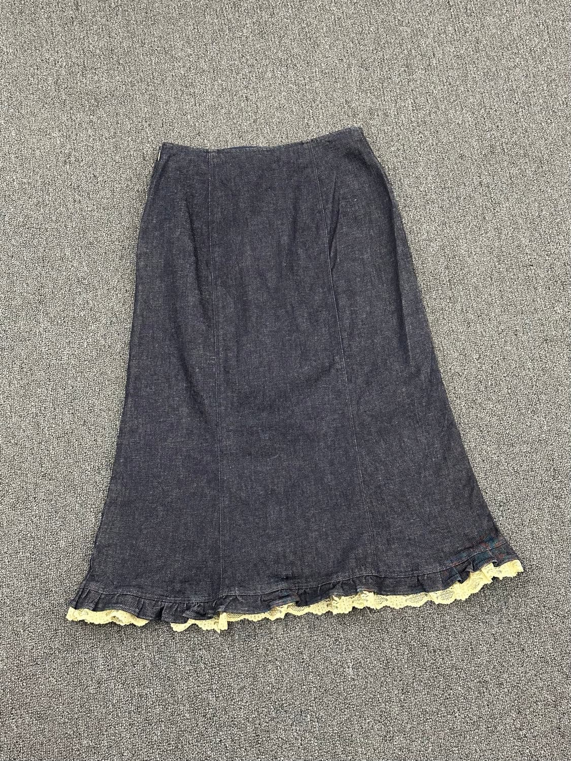 OS)Japanese vintage 레이스 데님 랩스커트 상품이미지5