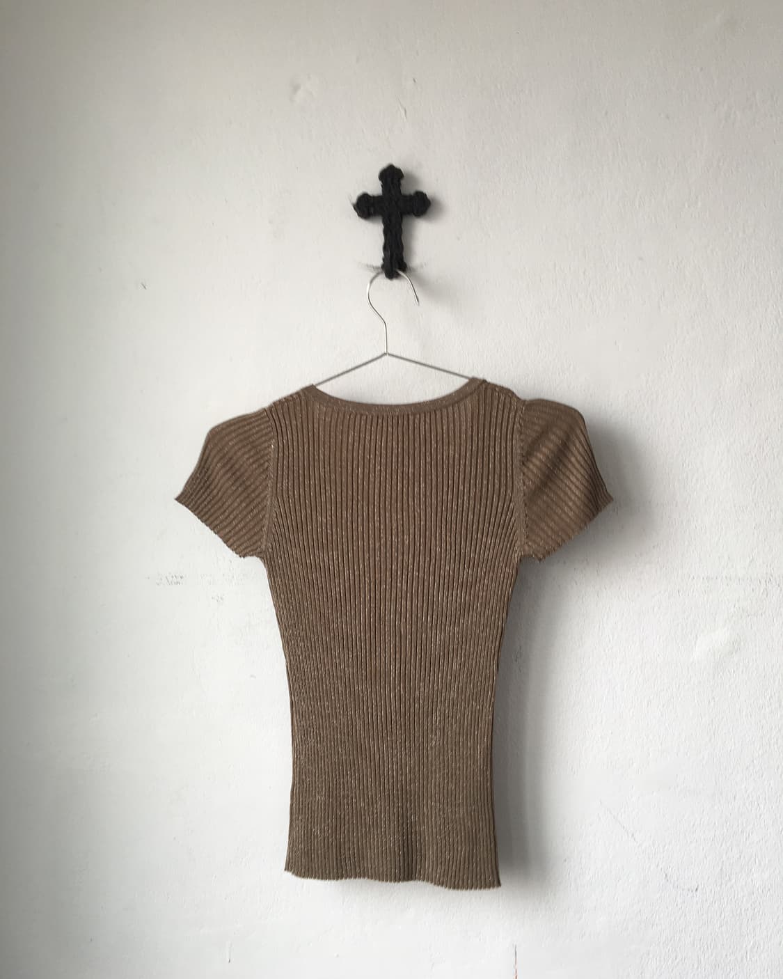 Glitter Henry neck ribbed top 상품이미지3