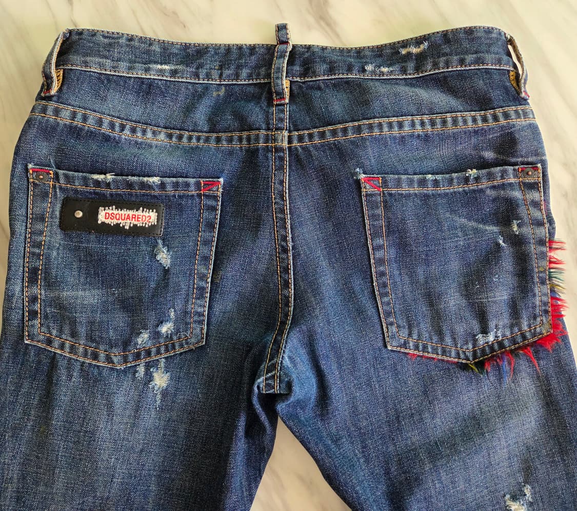 디스퀘어드 리트로 케니슈슬 타타네크 레더패치 데님팬츠 상품이미지10