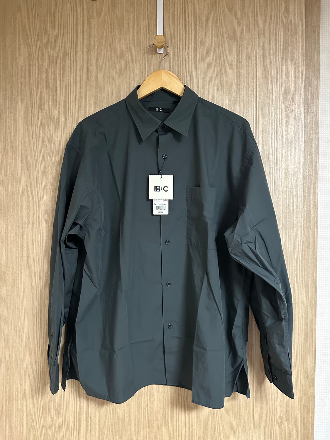 유니클로 C 브로드클로스 셔츠 다크그린 (L) 상품이미지1