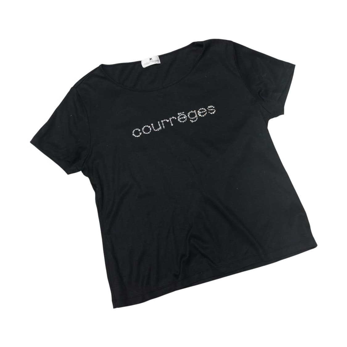 꾸레쥬 빈티지 큐빅 로고 블랙 반팔 티셔츠 상품이미지1