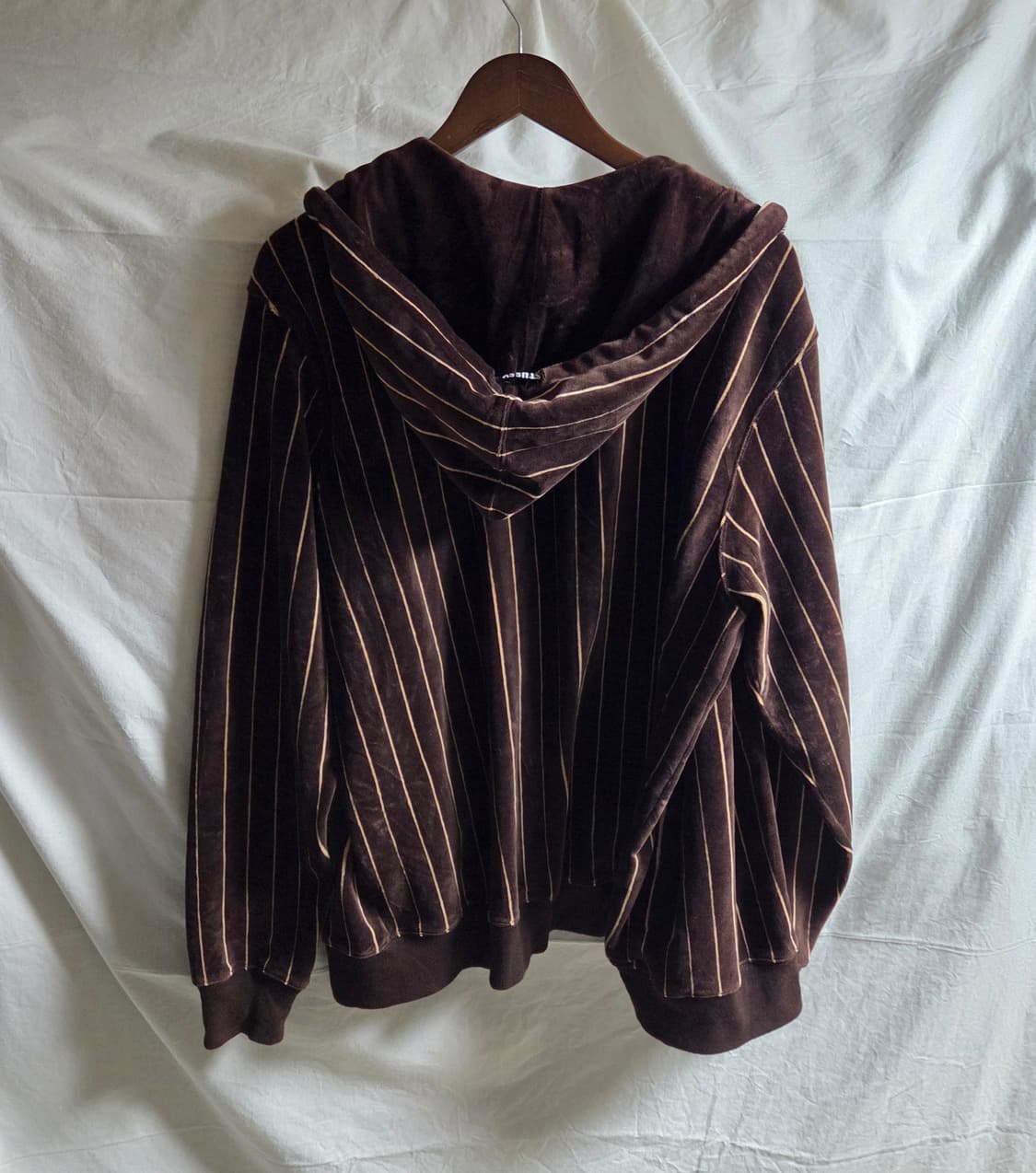 90s 올드 스투시 재팬 벨루어 후드 집업 자켓 M 상품이미지6