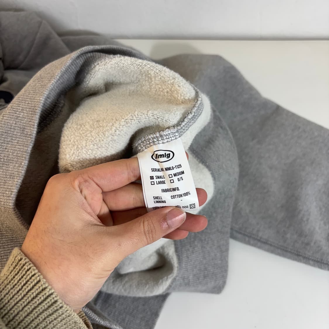 S MMLG 앰앰엘쥐 그레이 빅로고 스웻코튼 후드티 상품이미지5