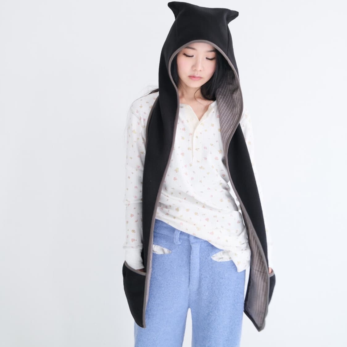 샵페어리 플리스 이어 머플러 블랙 후리스 목도리 상품이미지4