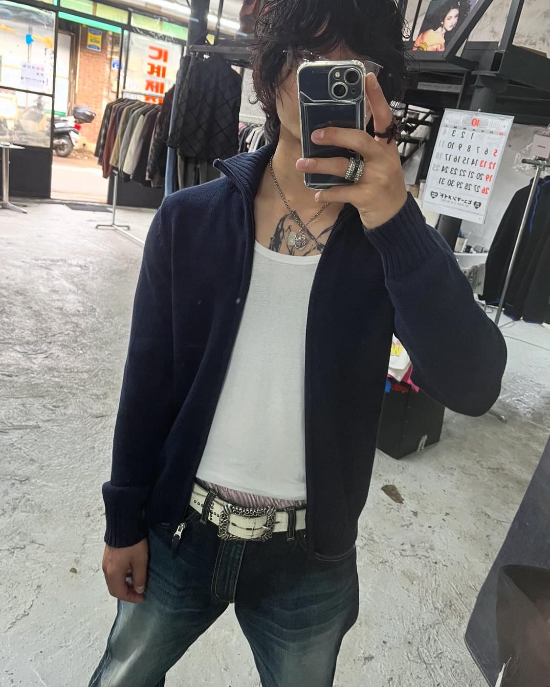 vtg high neck knit zip up (2way zip) 상품이미지1