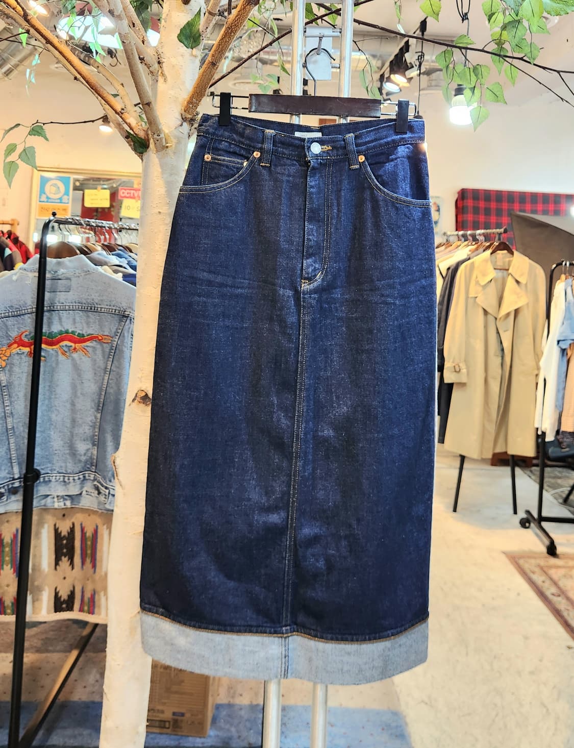 S-M) 제펜 셀비지 ONE/HALF  인디고 데님 스커트 상품이미지1