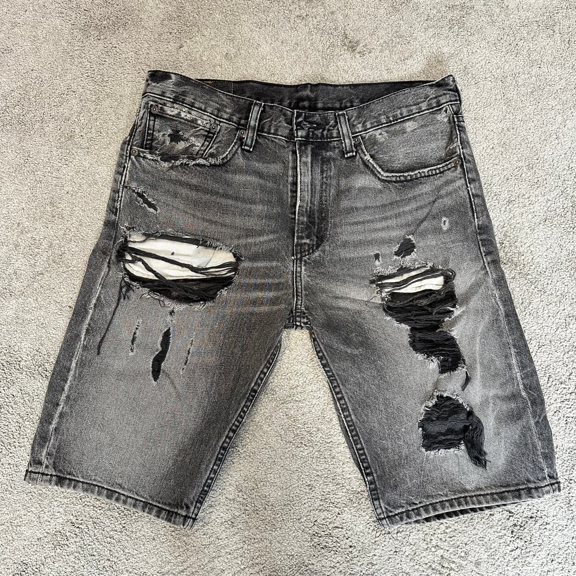 리바이스522 테이퍼드핏 디스트로이드 흑청(31) 상품이미지2