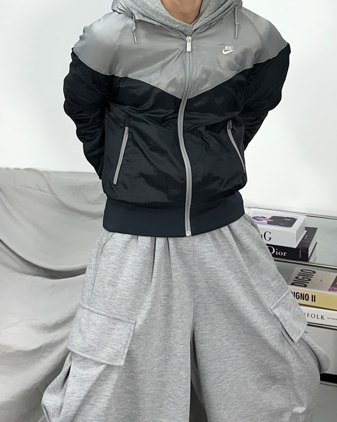 나이키 블랙 그레이 바람막이 점퍼 L 상품이미지3