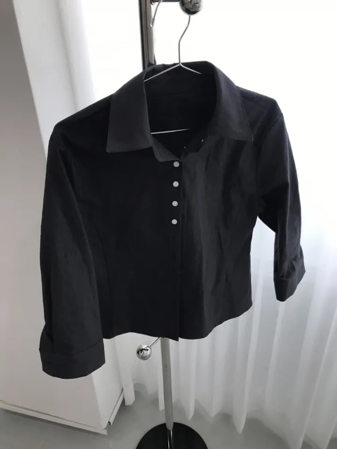 모에버 슬림 올버튼 셔츠 차콜색상 상품이미지6