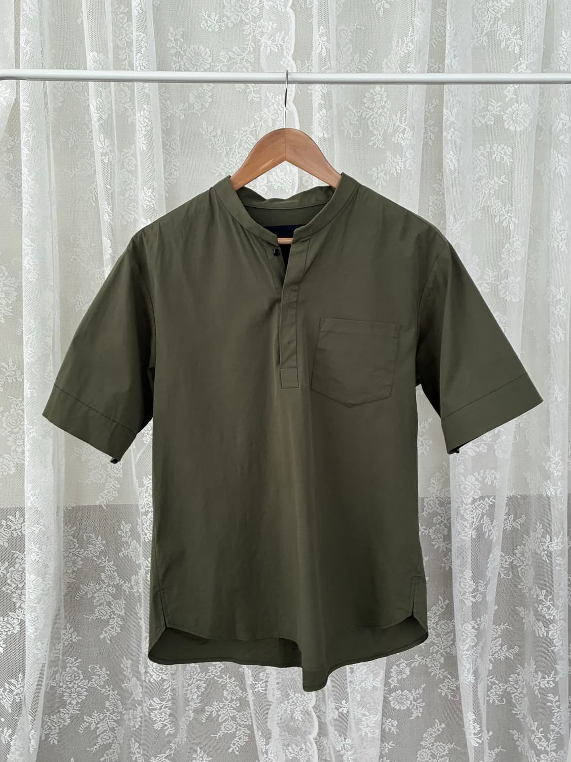 46) 준지 Juun.J 17ss 헨리넥 반팔 셔츠 카키 상품이미지1