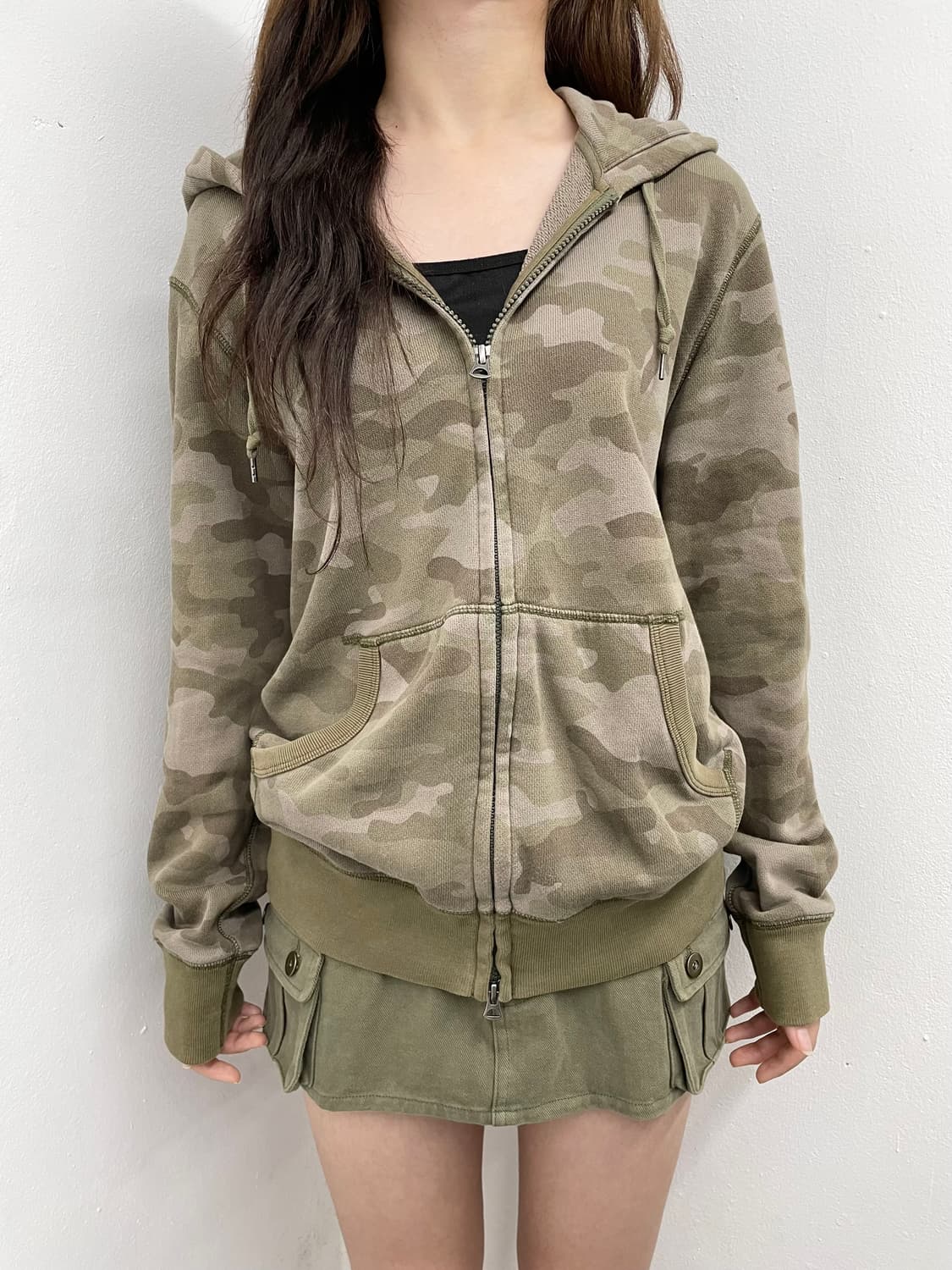 y2k 카모 2way 후드집업 상품이미지3