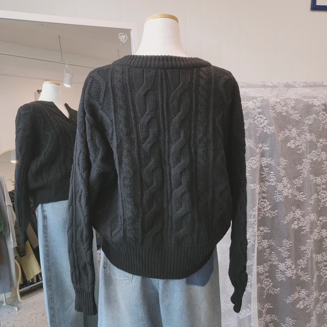 United arrows 블랙 꽈배기 니트 상품이미지8