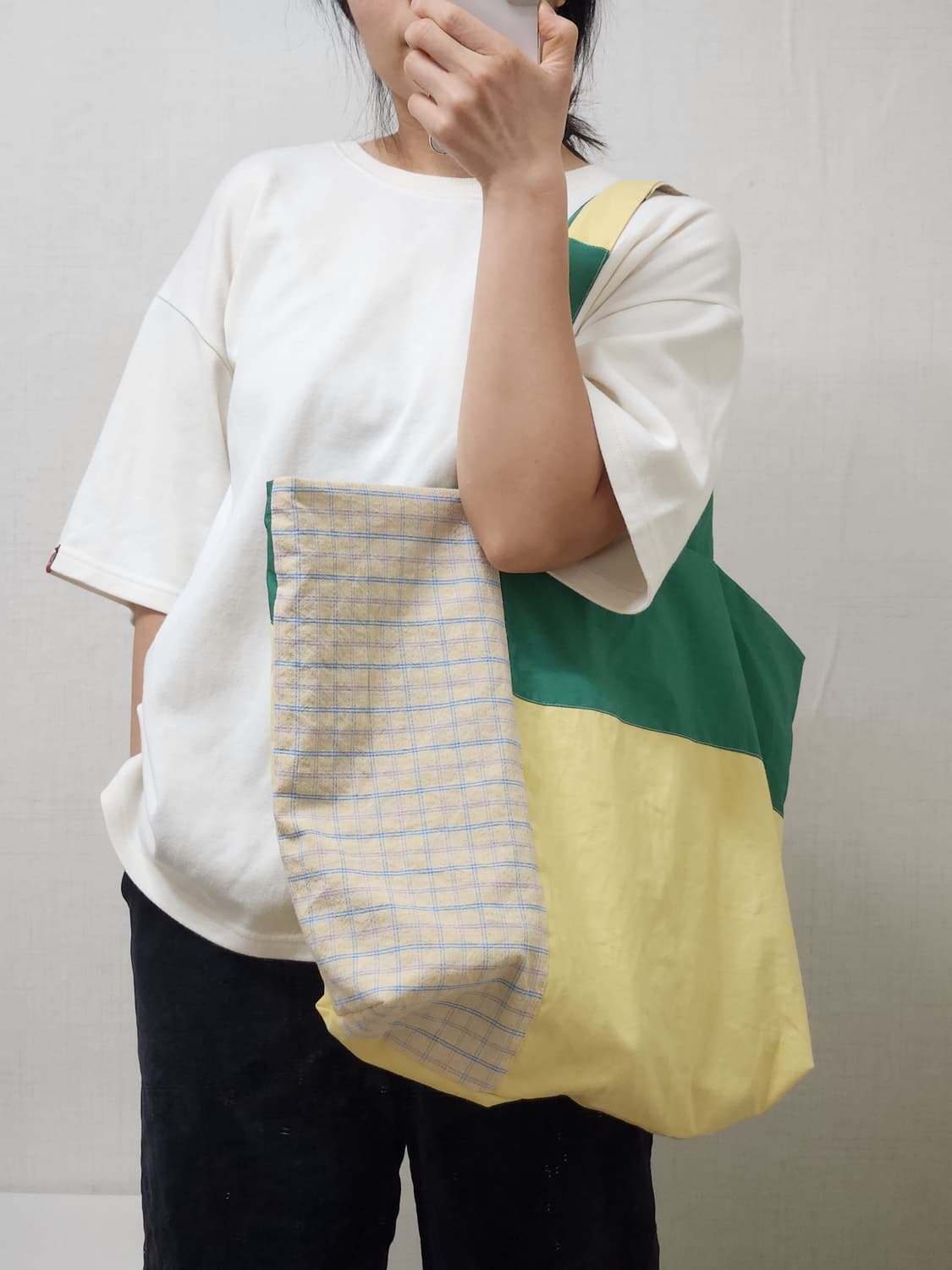 양면 배색 빅사이즈 보부상 숄더백 상품이미지5