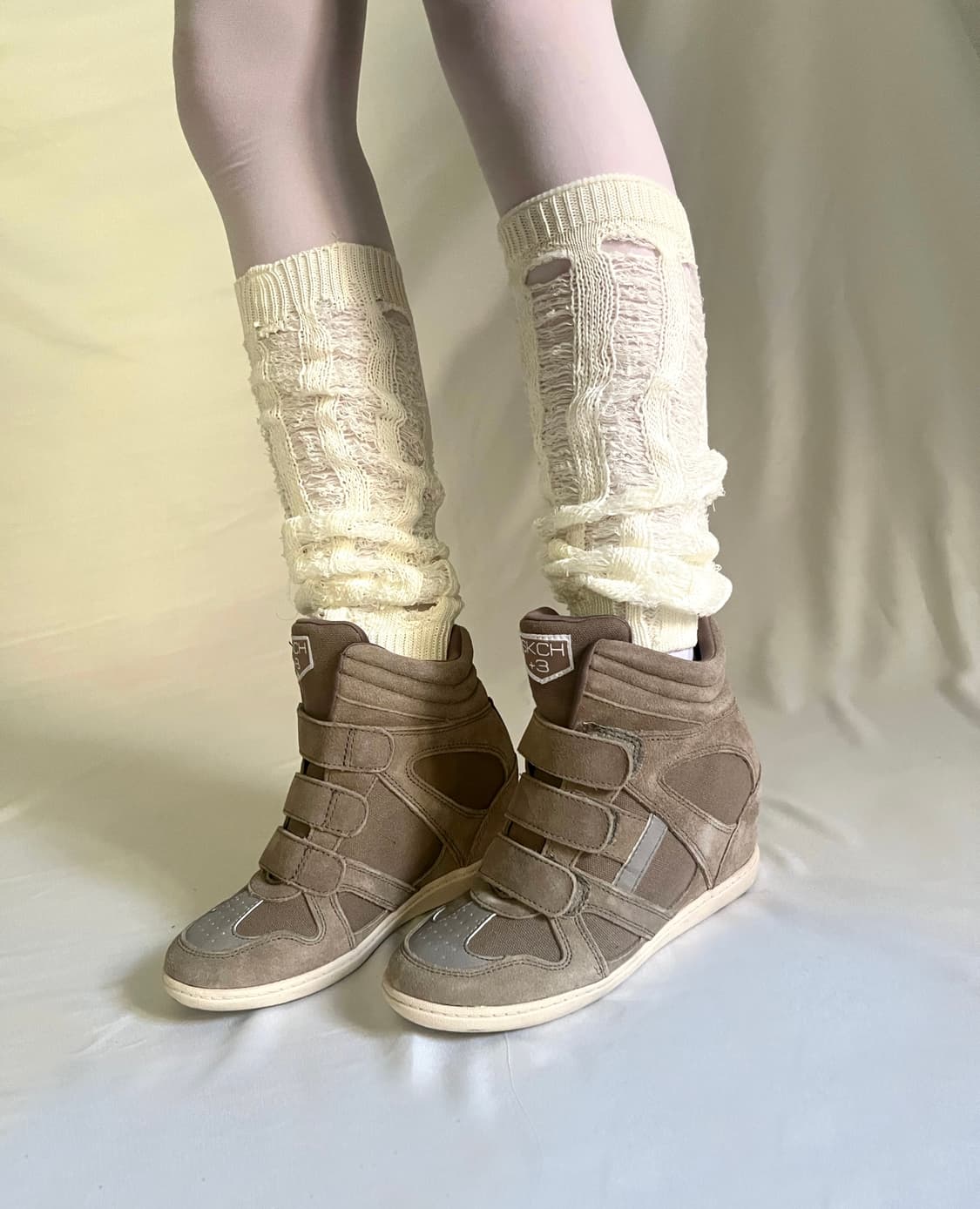 Skch 웨지 하이탑 애쉬 카키 베이지 상품이미지5