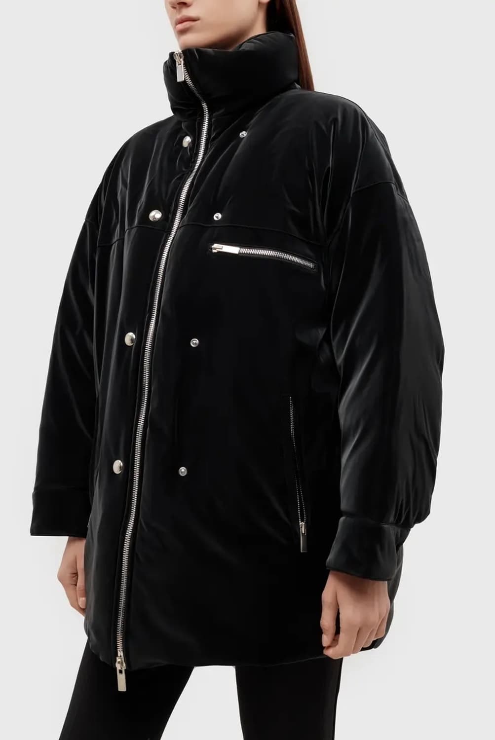 SYSTEM PARIS 벨벳 롱패딩 블랙  상품이미지3