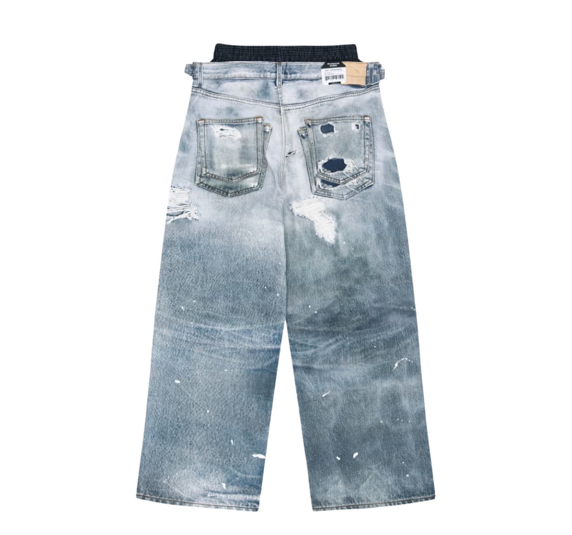 판매) 3사이즈 프로토콜 인덱스 트롱프 뢰유 레이어드 팬츠 블루 상품이미지2