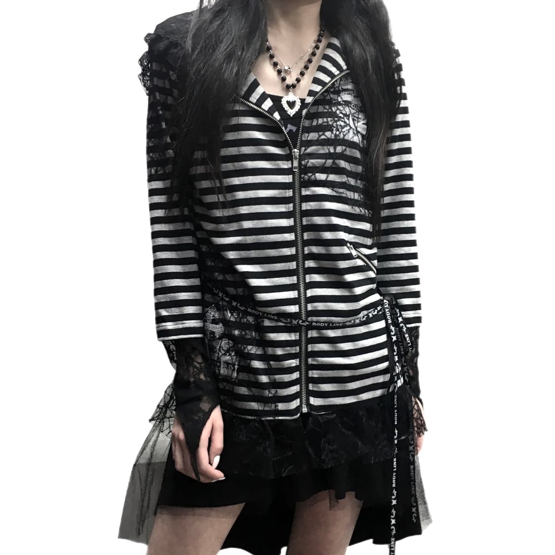 Blood Storm 스트라이프 레이스 집업 상품이미지1