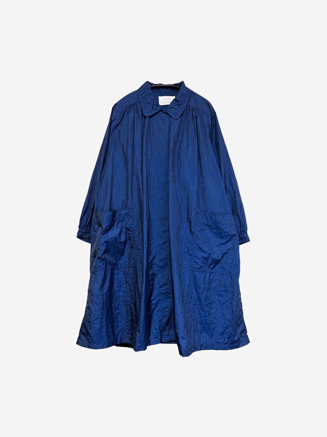 Nylon Oversized Balmacaan Coat - Blue 상품이미지4