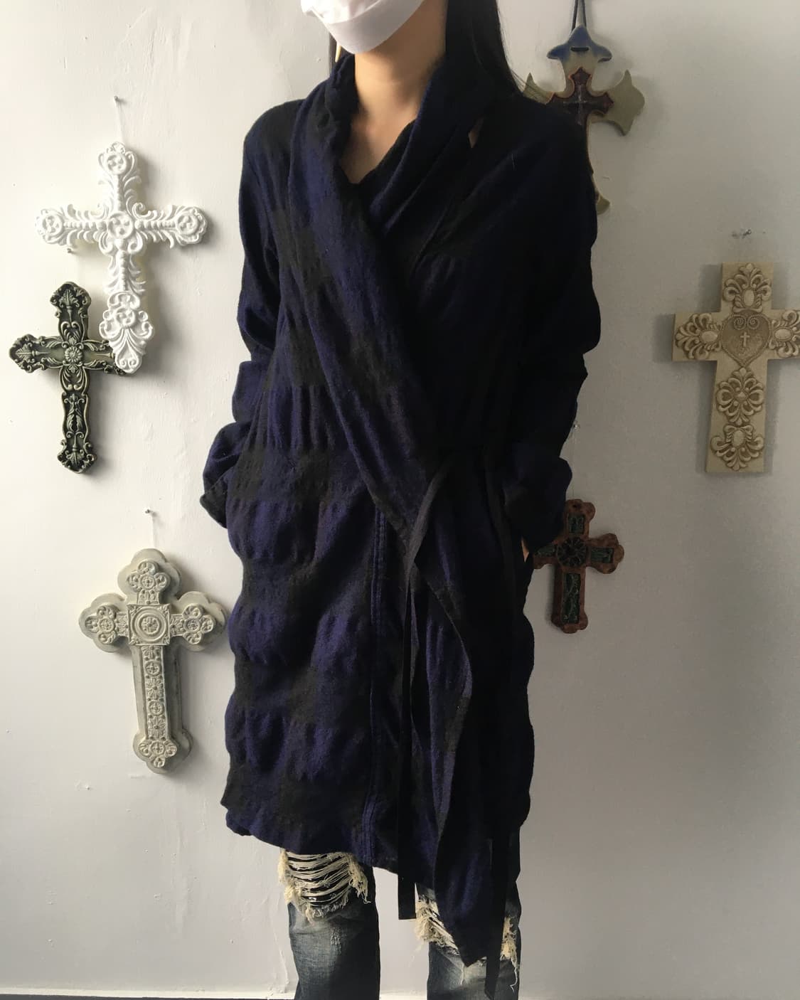 pas de calais check pattern woolen drape 상품이미지7