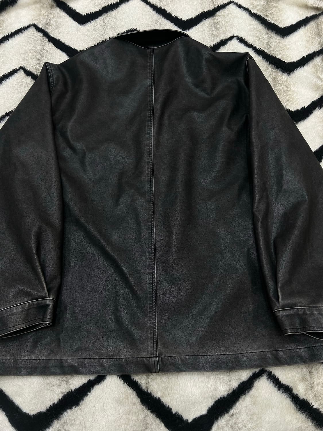 [M]파르티멘토 오버핏 레더 워크 자켓/블랙 상품이미지4