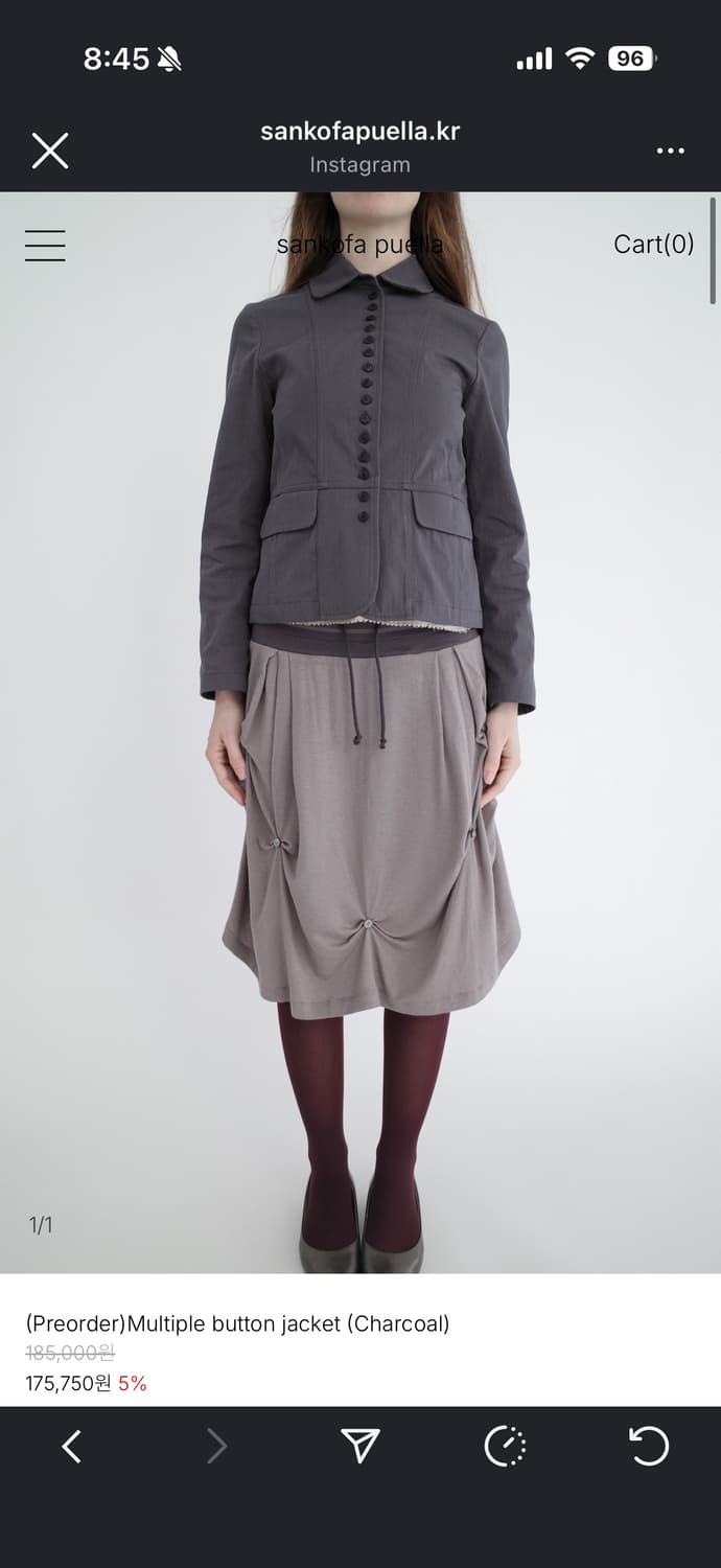 산코파퓨엘라 멀티 플 버튼 자켓 차콜 새상품 판매 상품이미지1