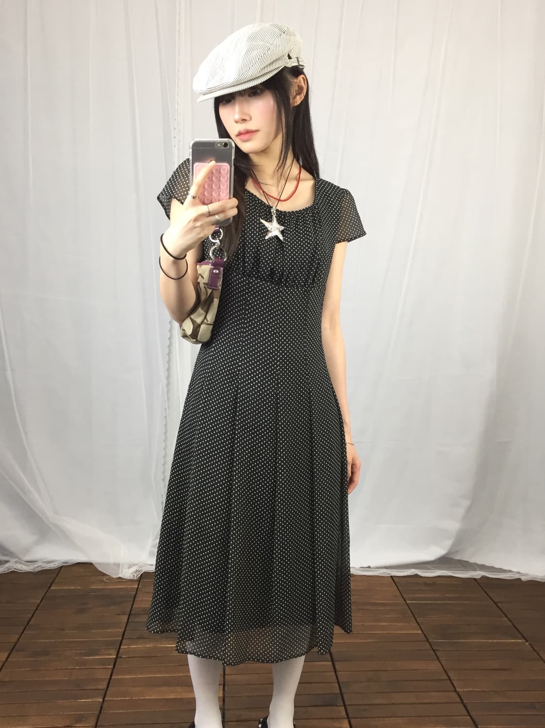 Jpn Black Dot Flare Dress 상품이미지1