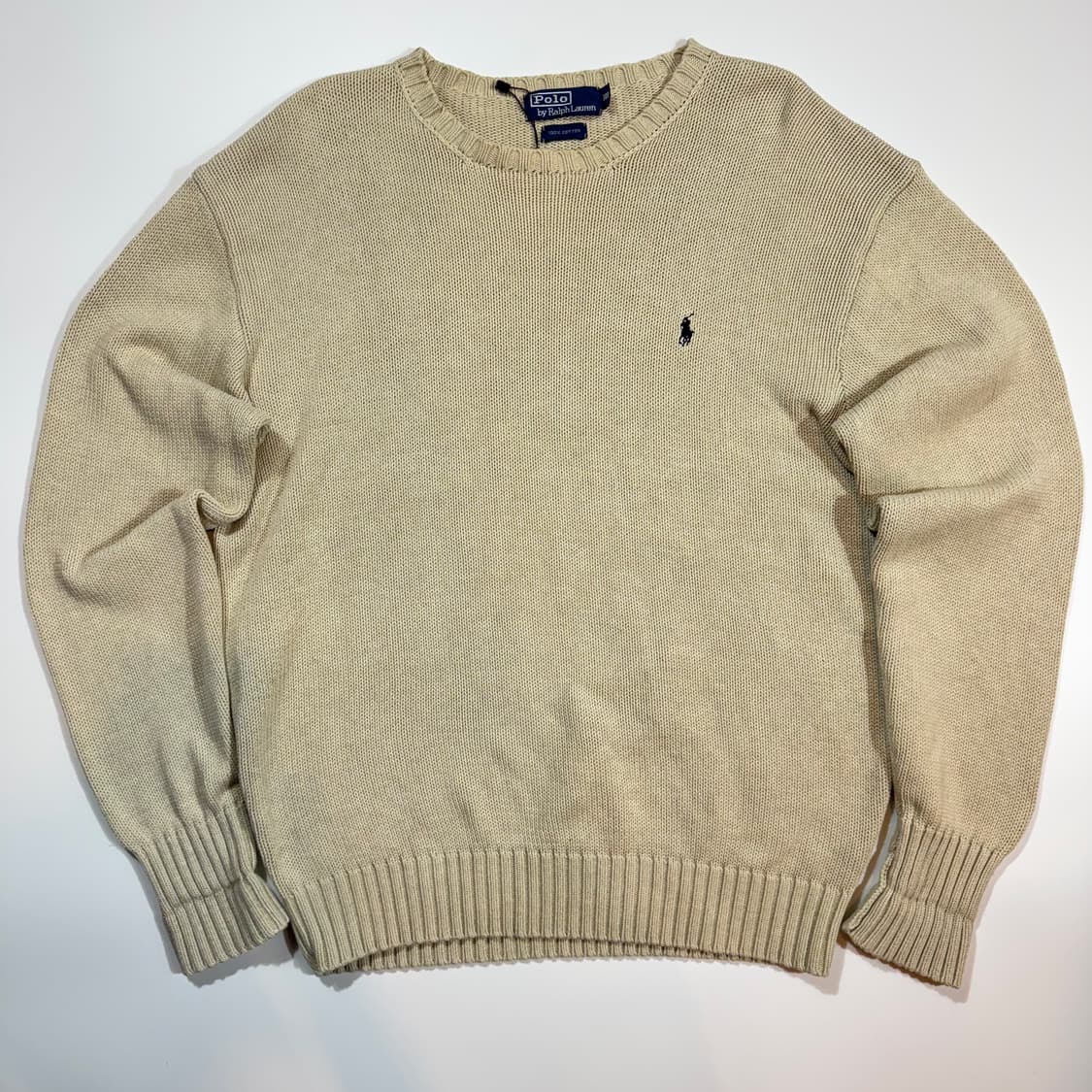 폴로 랄프로렌 베이지 코튼 크루넥 니트 상품이미지1