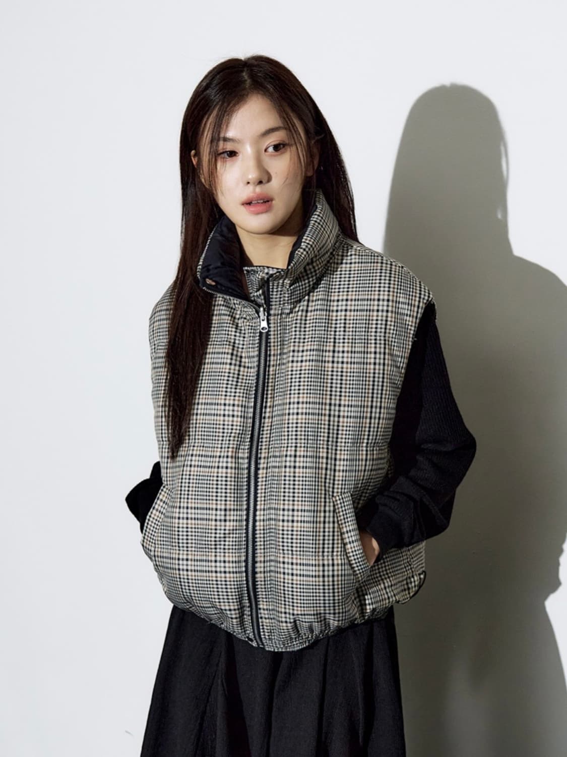 헬레네파리스 오리털 리버시블 체크 베스트 [블랙] 상품이미지7