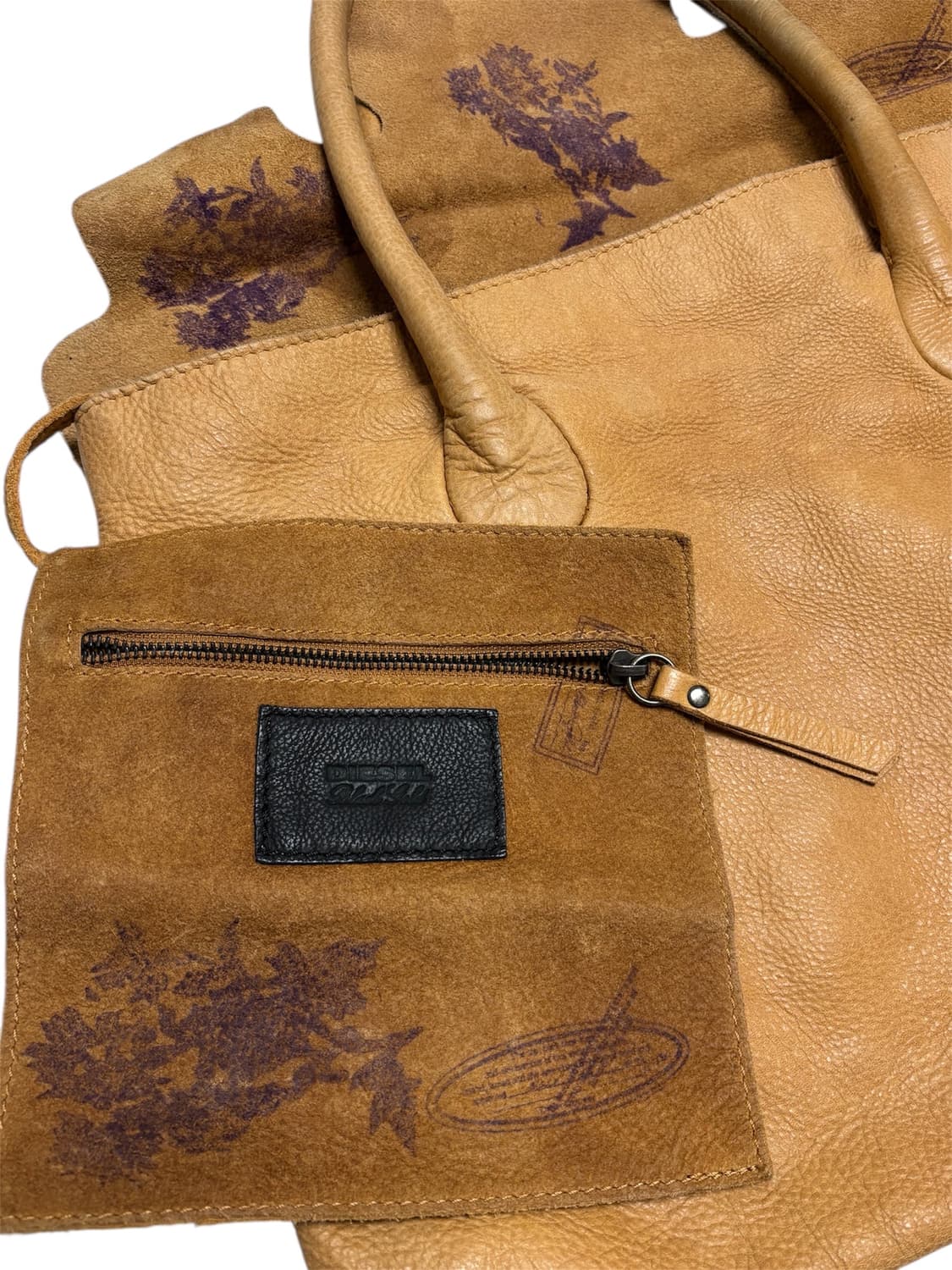 디젤 블랙 골드 레더 베이지 숄더백 상품이미지4