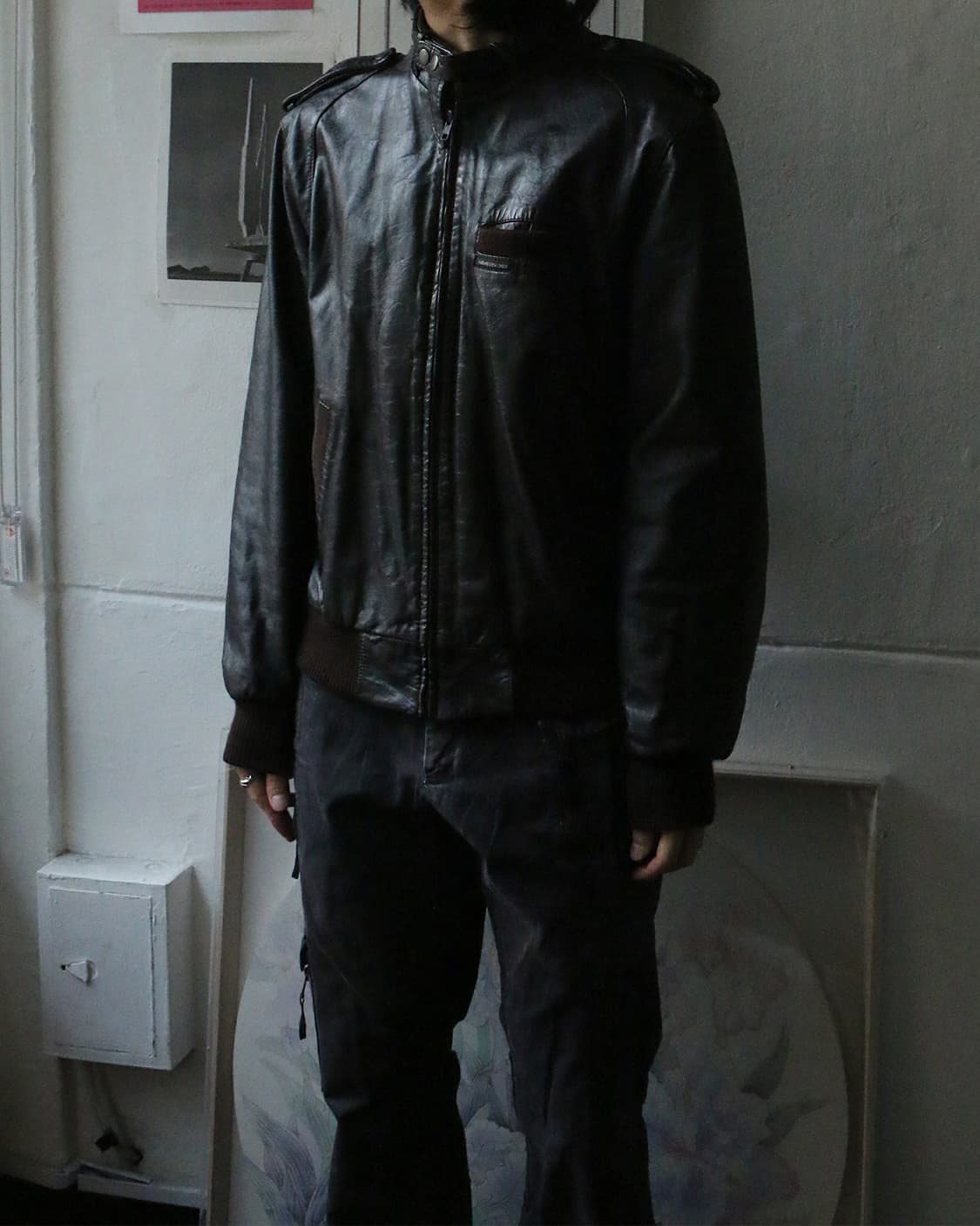 Members only 레더 봄버 자켓 상품이미지4