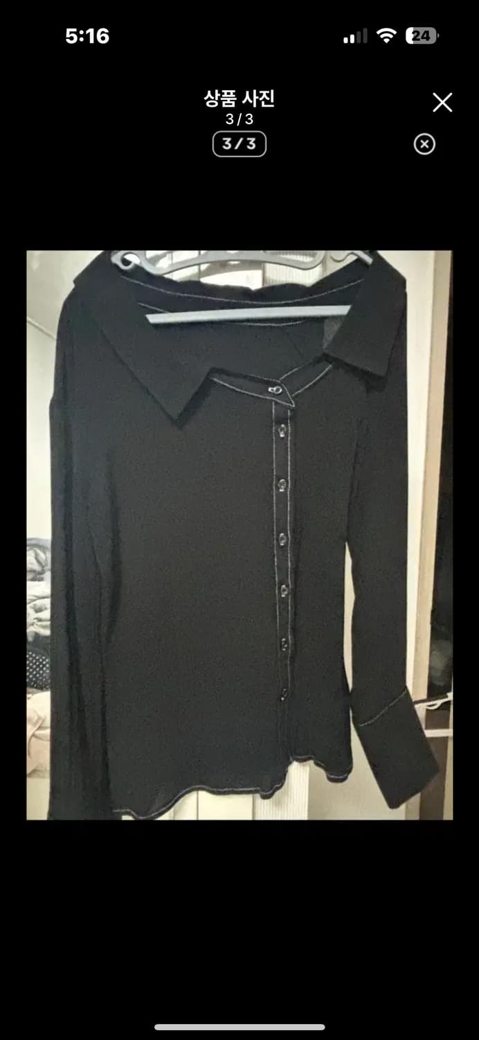 쓰리타임즈 스티치 오프 셔츠 블랙 상품이미지3