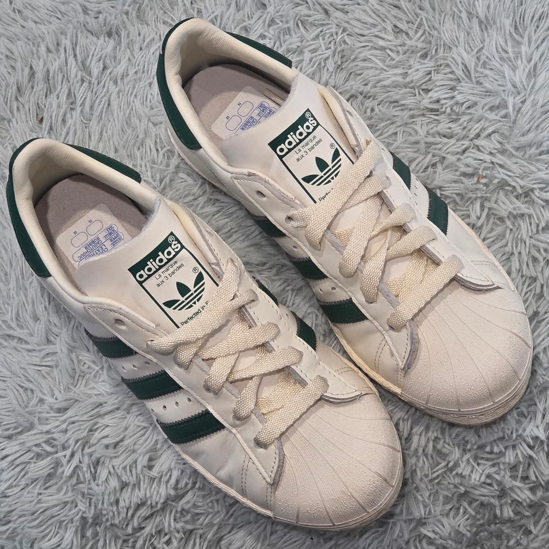 2q-24:아디다스 오리지널스 슈퍼스타 레더 스니커즈 그린 (230mm) 상품이미지5