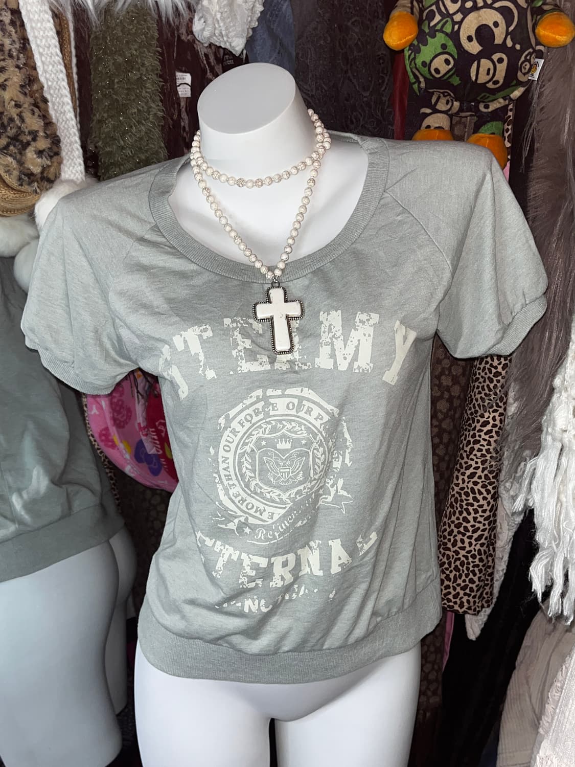 y2k 멜란지 민트 퍼프탑 상품이미지1