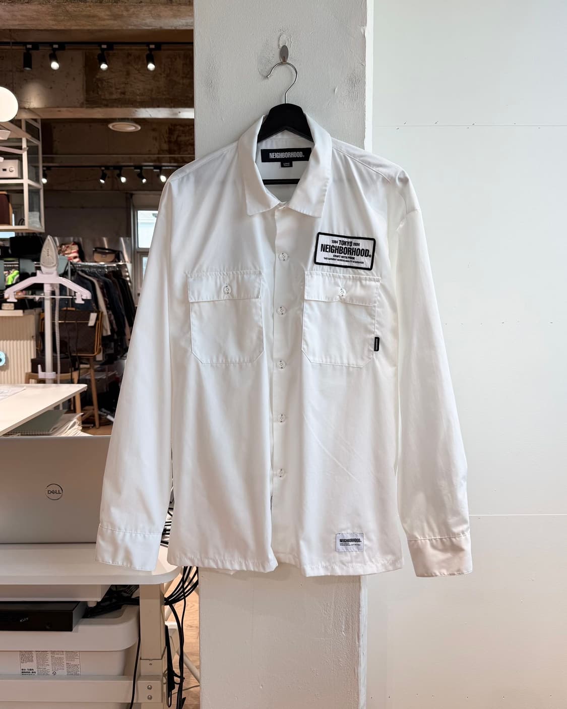 네이버후드 화이트 클래식 워크 셔츠  상품이미지2