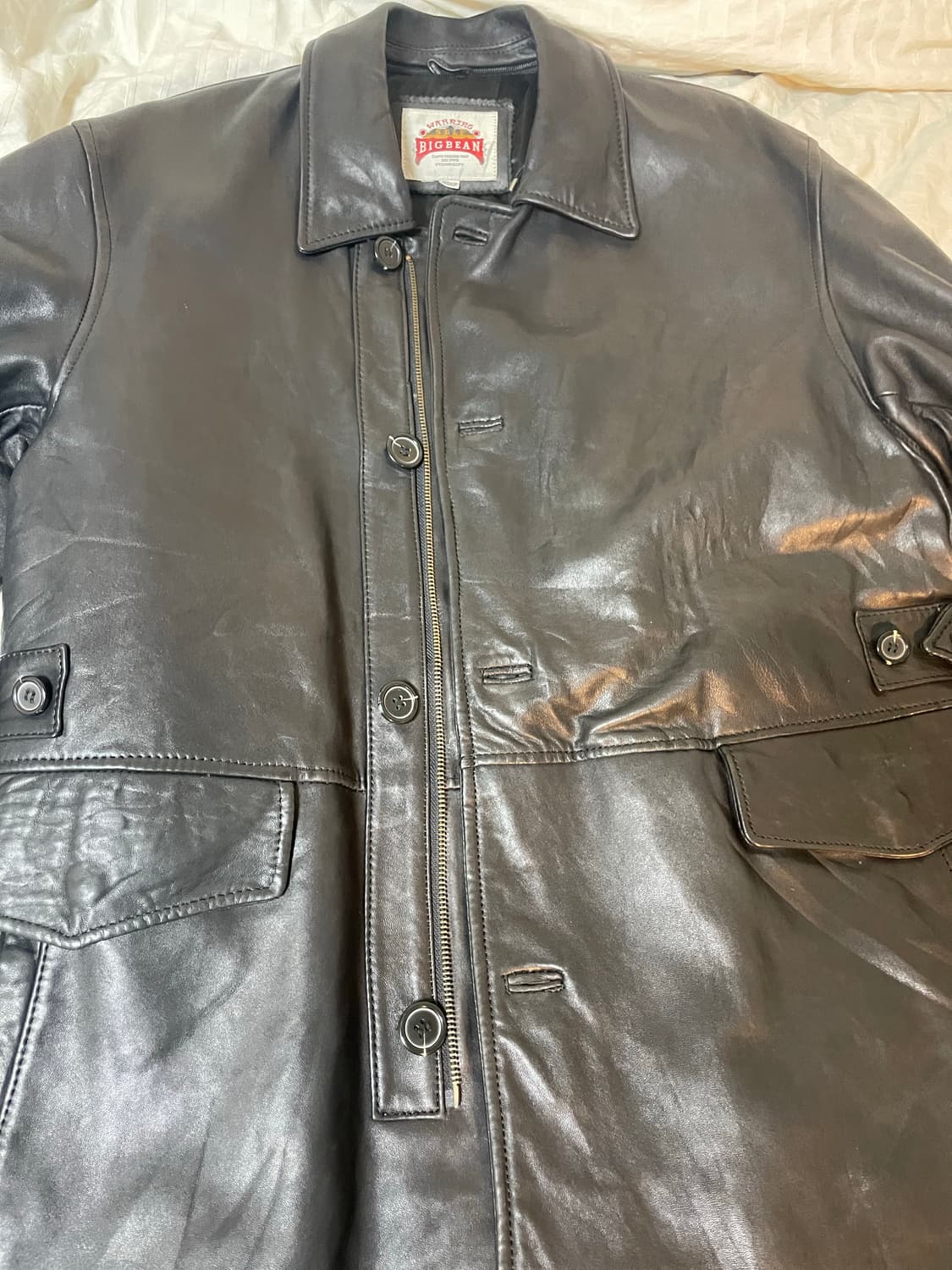 XL 빈티지 양가죽 레더 카코트 상품이미지8