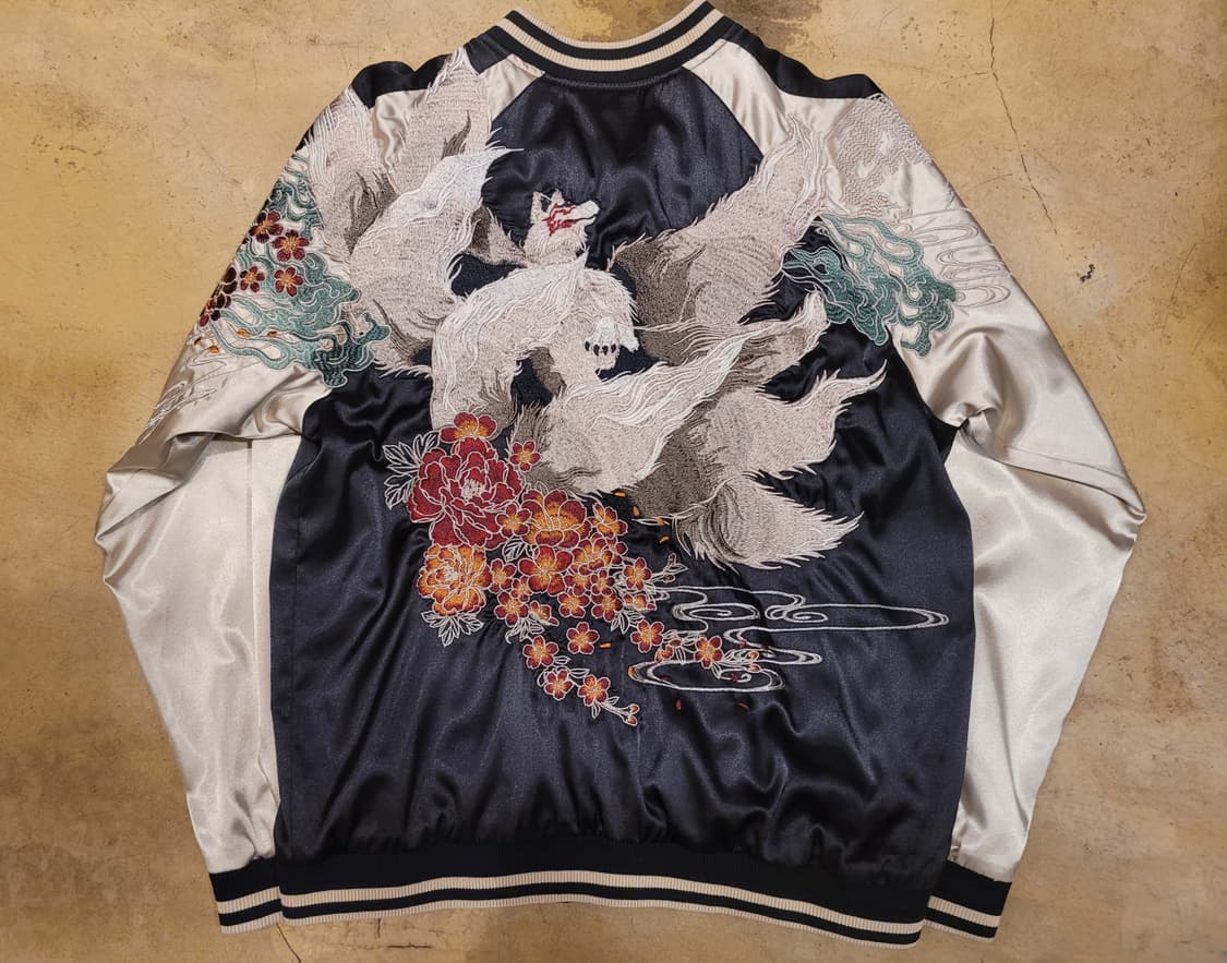 일본 구미호 리버시블 스카쟌 용 호랑이 져지 자켓 호시히메 XL XXL 상품이미지1