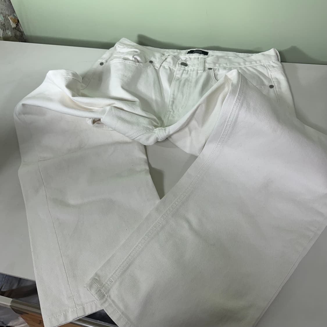 L 33 무신사스탠다드 무탠다드 크림화이트 일자핏 데님팬츠 청바지 상품이미지4