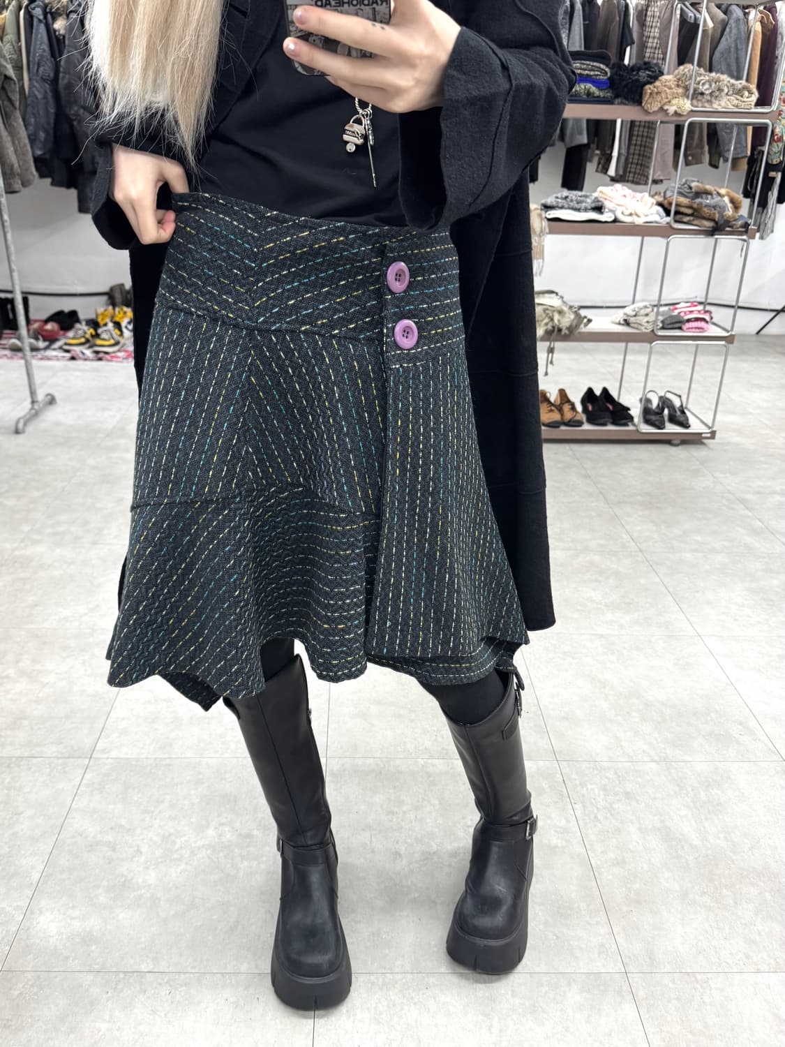 JPN 언발란스 절개 랩 스커트 상품이미지8