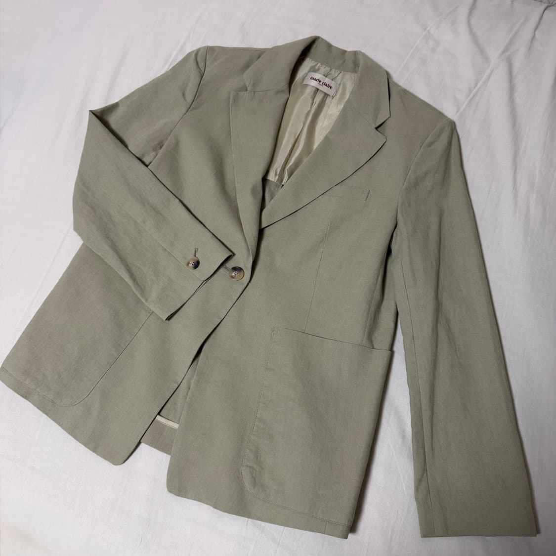 마리끌레르 린넨 테일러드 싱글자켓 올리브 상품이미지1